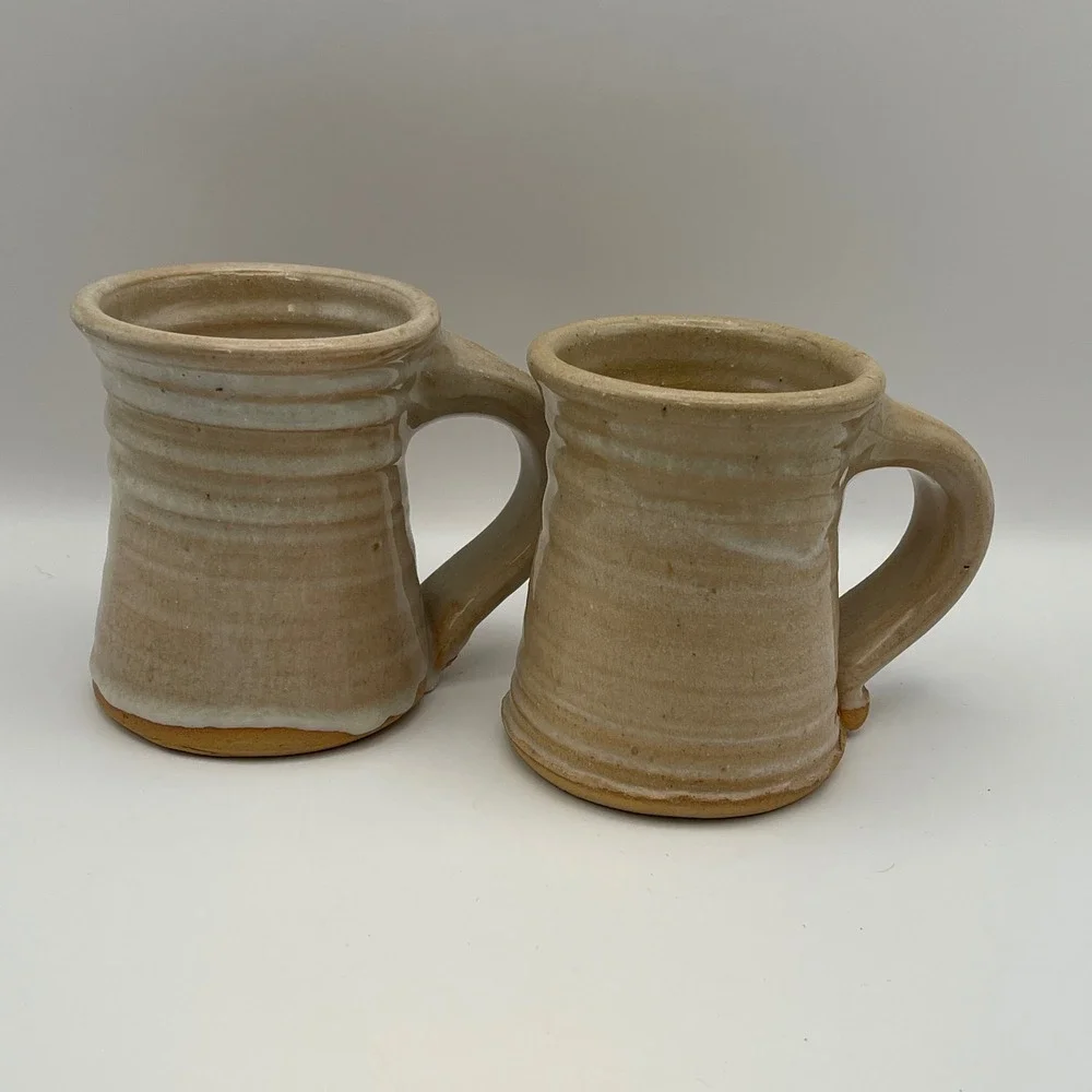 Paradox Pottery Handmade Ceramic Pitcher and Mugs Set Rustic Beige Glaze Pottery
